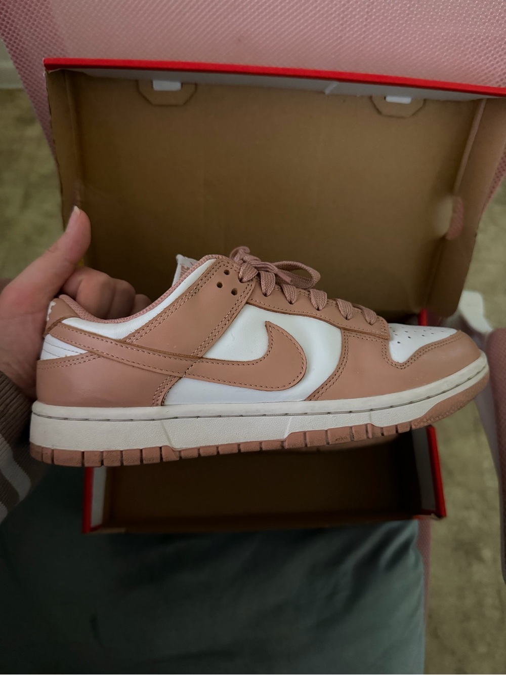 Nike Women’s Low-Top Sneakers in Blush Pink and White